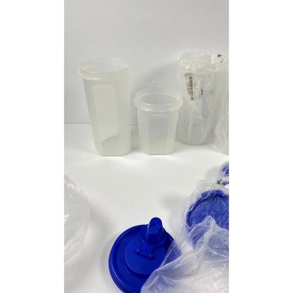 New Tupperware Blue‎ Lid Modular Mates Storage Container Set 5 Pc Round #3